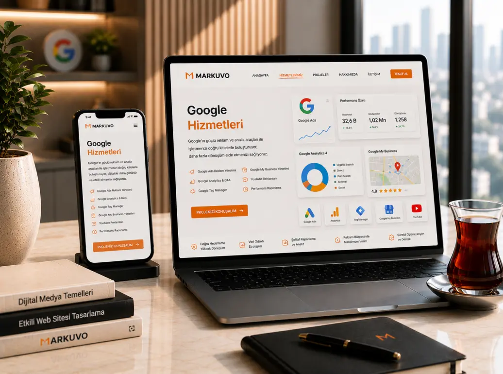 Google Hizmetleri ile işletmenizin dijital görünürlüğünü güçlendirin. Google Ads, SEO, Google Business Profile, analiz ve performans odaklı çözümler Markuv