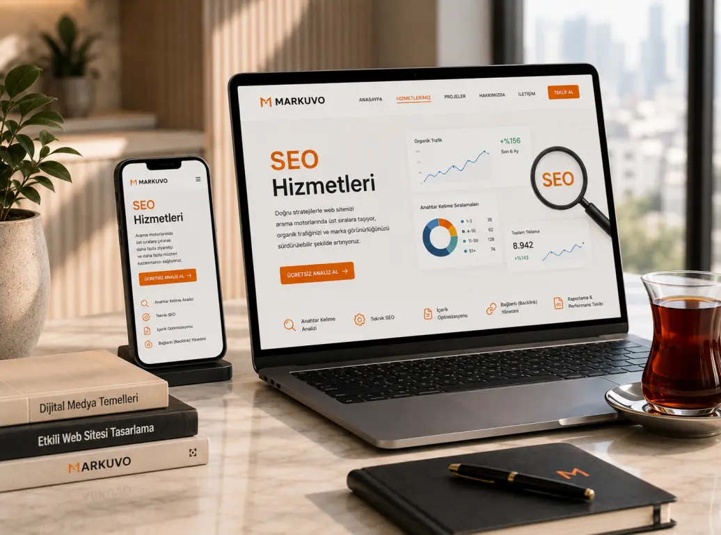 Googleda daha görünür olun. Teknik SEO, site içi SEO, içerik, anahtar kelime ve performans odaklı profesyonel SEO hizmetleri Markuvoda.